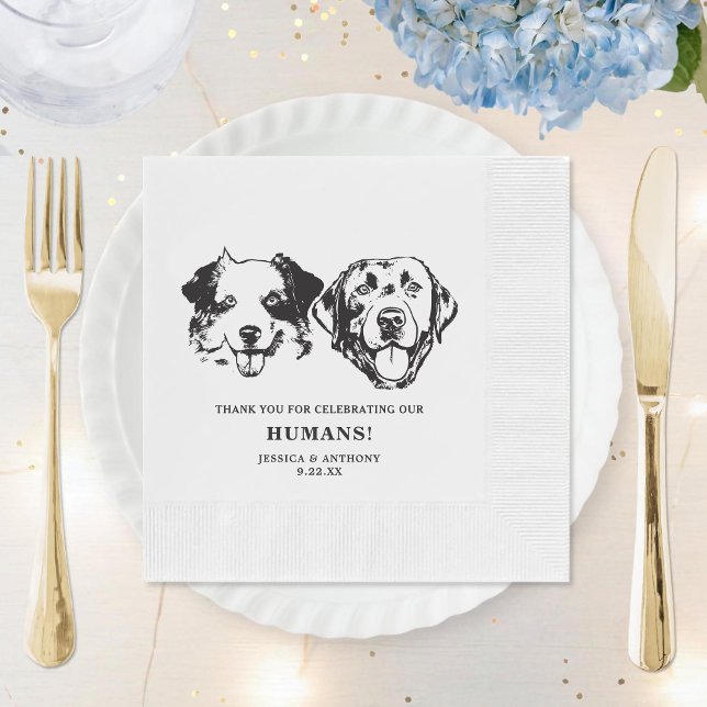 Black and White Minimalist Dog Pet Wedding Napkin (Creator Uploaded)