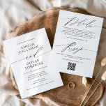 Black and White Minimalist Double-Sided Wedding Invitation<br><div class="desc">Introducing our modern and budget-friendly wedding invitation, designed to set the tone for your special day with simplicity and style. This wedding invitation is perfect for couples who are using a wedding website, want to minimise the amount of stationery they need and cut costs. All of the information your guests...</div>