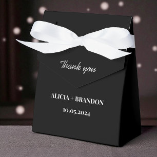 Black and White Minimalist Elegant Modern Wedding Favour Box