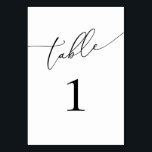 Black and White Minimalist Elegant Table Number<br><div class="desc">Beautiful,  elegant,  modern and minimalist,  table number card. Fully customisable. **PLEASE NOTE: To order,  simply adjust your table number and add each number to your cart separately. Then check out once you are finished.</div>