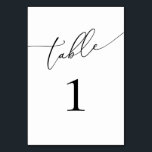 Black and White Minimalist Elegant Table Number<br><div class="desc">Beautiful,  elegant,  modern and minimalist,  table number card. Fully customisable. **PLEASE NOTE: To order,  simply adjust your table number and add each number to your cart separately. Then check out once you are finished.</div>