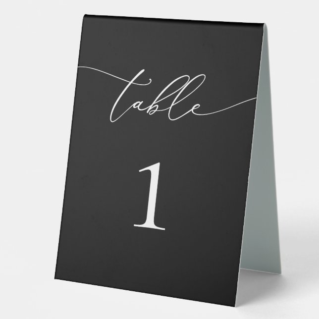 Black and White Minimalist Elegant Table Number Ta (Front)