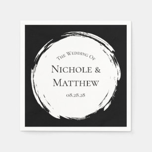Black and White Minimalist Elegant Wedding Napkin