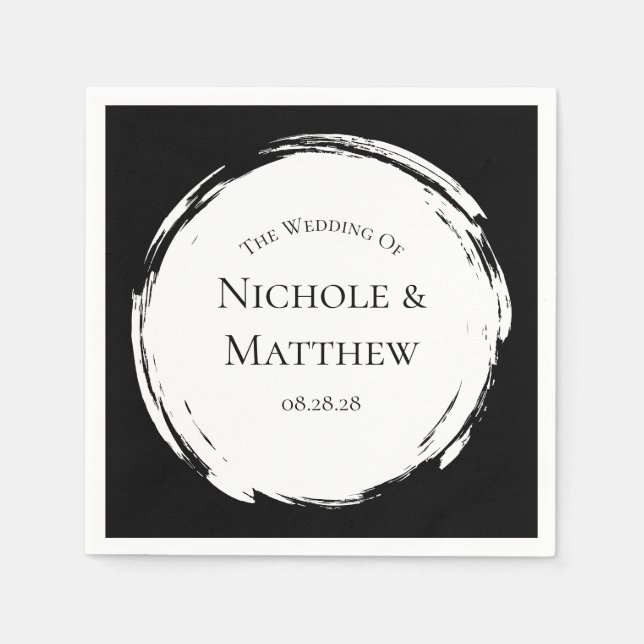 Black and White Minimalist Elegant Wedding Napkin (Front)