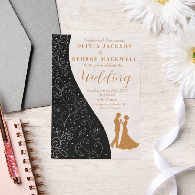 Black and White Minimalist Elegant Wedding Vellum Invitations (Wedding)