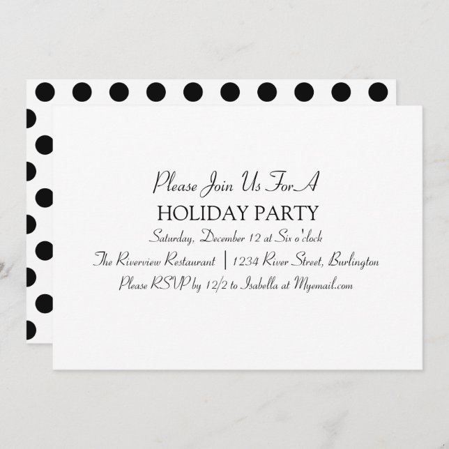 Black and White Minimalist Holiday Party Invitation (Front/Back)
