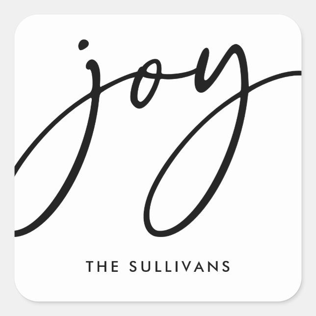 Black and White Minimalist Joy Holiday Sticker (Front)
