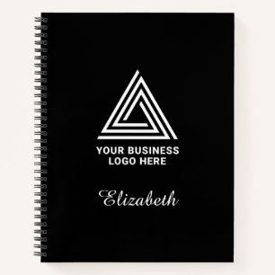 Black and White Minimalist Logo Employee Name Notebook