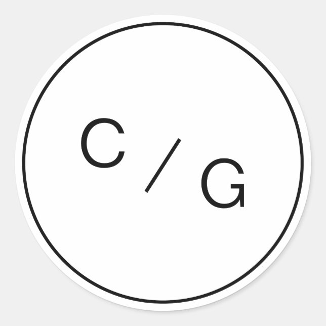Black and white minimalist modern couple monogram classic round sticker (Front)