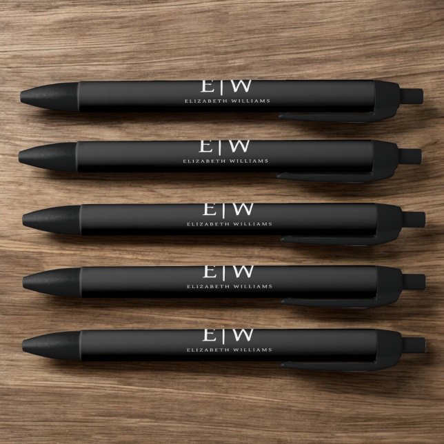 Black and White Minimalist Modern Monogram Black Ink Pen (Creator Uploaded)