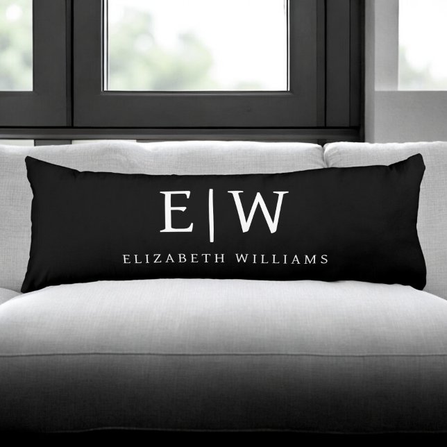 Black and White Minimalist Modern Monogram Body Cushion (Creator Uploaded)