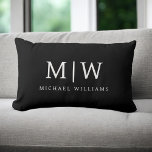 Black and White Minimalist Modern Monogram Lumbar Cushion<br><div class="desc">Introducing our Black and White Minimalist Modern Monogram Collection: Embrace simplicity and sophistication with our minimalist designs, curated to elevate your style effortlessly. Crafted with a keen eye for modern aesthetics, this collection features sleek black and white designs accentuated by personalised monograms. From chic stationery to versatile accessories, our collection...</div>