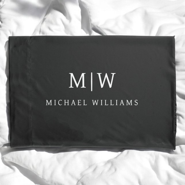 Black and White Minimalist Modern Monogram Pillowcase (Creator Uploaded)