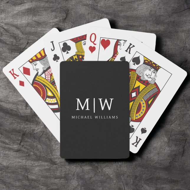 Black and White Minimalist Modern Monogram Playing Cards (Creator Uploaded)