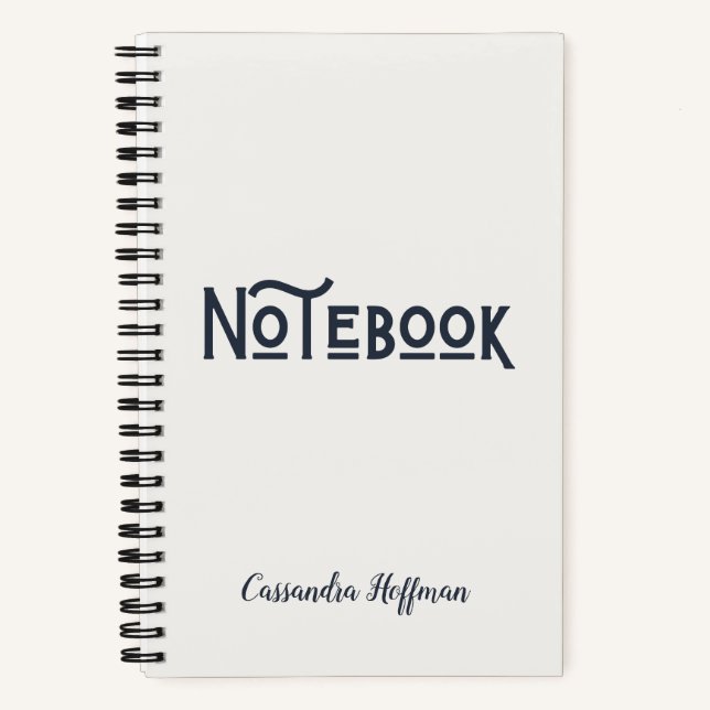 Black and White Minimalist Modern  Monogrammed  Notebook (Front)