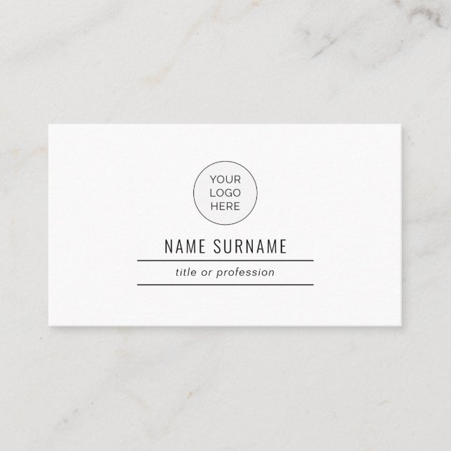 Black and White Minimalist Modern Simple Business  Card (Front)