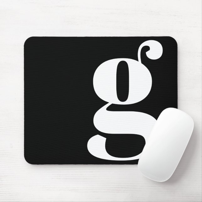 Black and White Minimalist Monogram Mouse Pad (With Mouse)