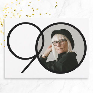 Black and White Minimalist Photo 90th Birthday Invitation