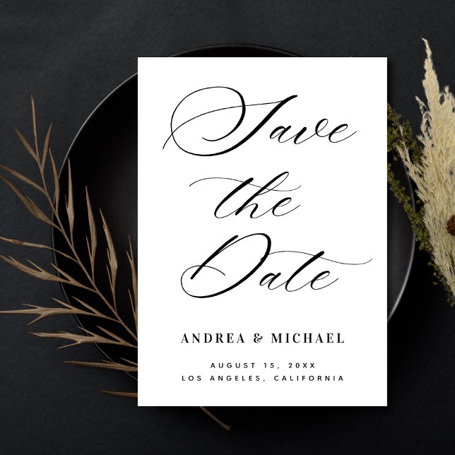 Black and White Minimalist Photo & QR Code Wedding Save The Date (Creator Uploaded)