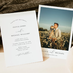 Black and White Minimalist Photo Wedding Invitation