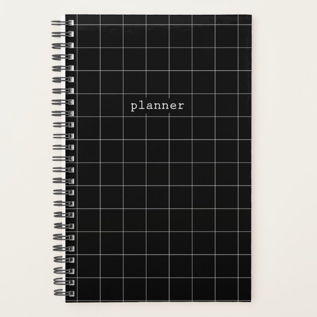 Black and white minimalist planner journal (Front)