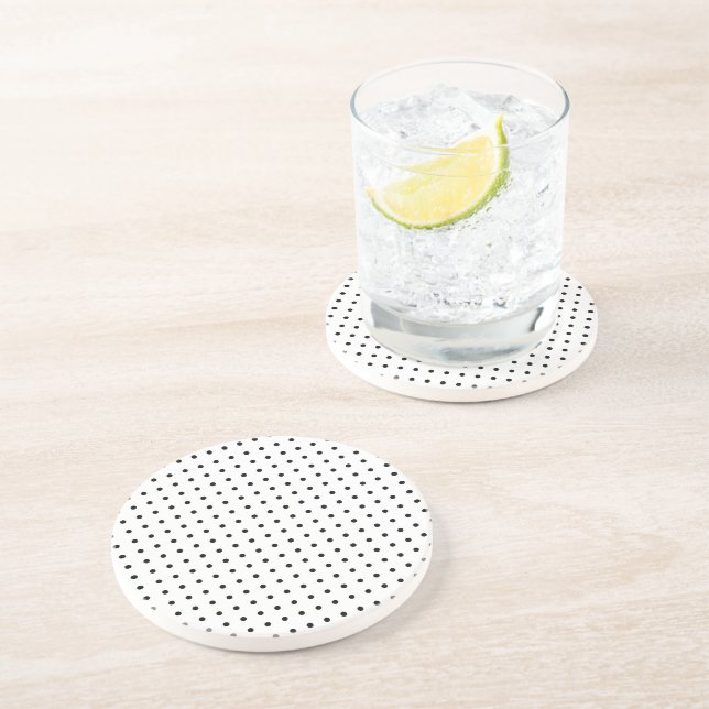 Black and White Minimalist Polka Dots g1 Coaster (Side)