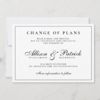 Black and White Minimalist Postpone Wedding