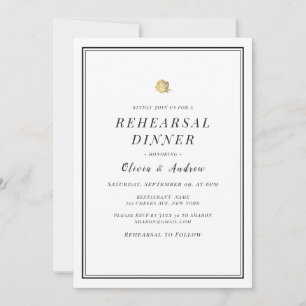 black and white minimalist Rehearsal Dinner Invitation