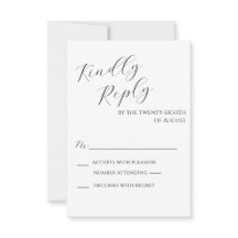 Black and White Minimalist Reply Card