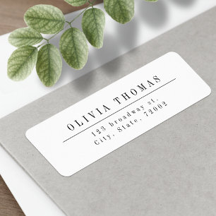 Black and white minimalist return address label