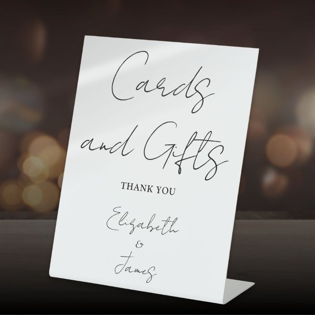 Black And White Minimalist Script Cards And Gifts Pedestal Sign (Black And White Minimalist Script Cards And Gifts Pedestal Sign)