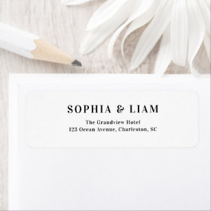 Black and White Minimalist Script Wedding Address  Return Address Label