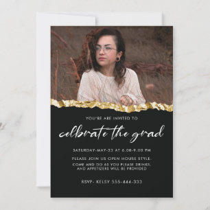 black and white  Minimalist Senior Graduation  Invitation