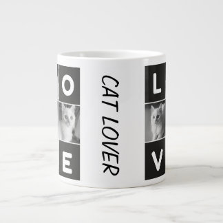 Black and White Minimalist Simple CAT Lover Large Coffee Mug