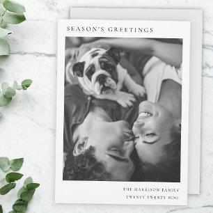 Black and White Minimalist Simple Christmas Photo Holiday Card