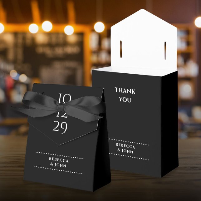 Black And White Minimalist Special Date Wedding Favour Box (Black And White Minimalist Special Date Wedding Favor Boxes)