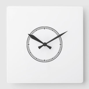Black and White Minimalist  Square Wall Clock