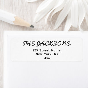 Black And White Minimalist Wedding Handwriting Return Address Label