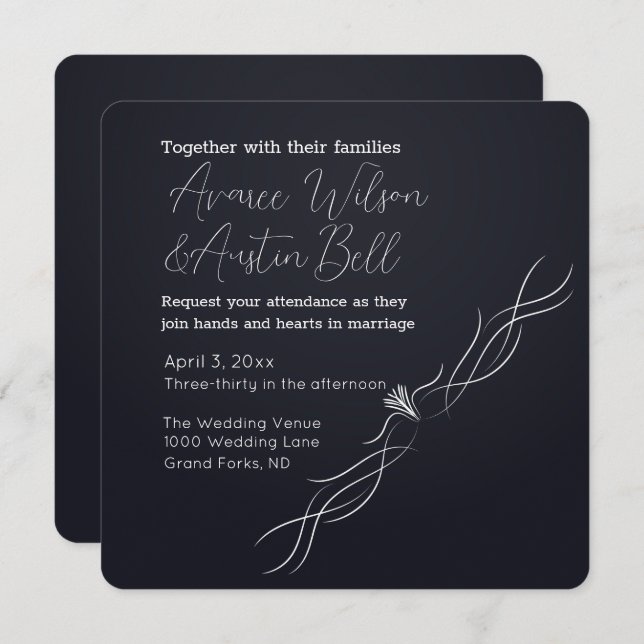 Black and White Minimalist Wedding  Invitation (Front/Back)