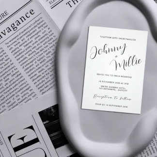 Black and White Minimalist Wedding Invitation