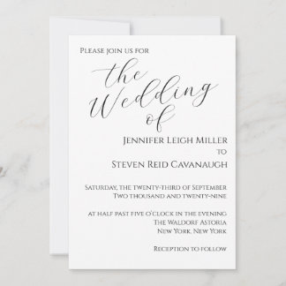 Black and White Minimalist Wedding Invitation