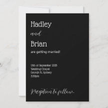 Black and White Minimalist Wedding Invitation