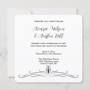 Black and White Minimalist Wedding  Invitation