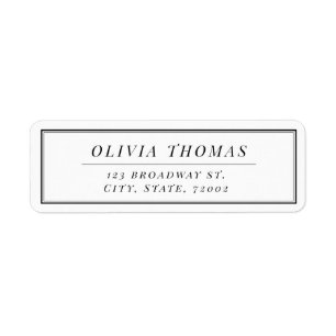 Black and white minimalist wedding return address label