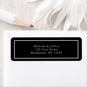 Black and White Minimalist Wedding Return Address Return Address Label
