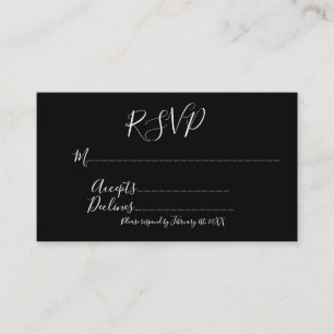 Black and White Minimalist Wedding RSVP Enclosure Card