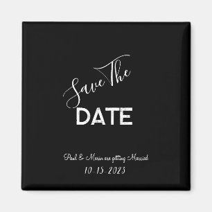Black and White Minimalist Wedding Save the Date  Magnet