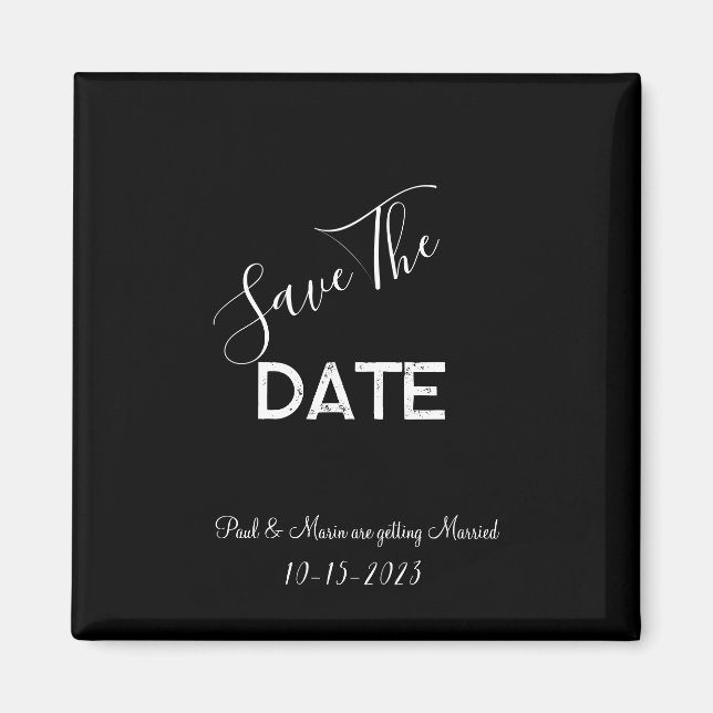 Black and White Minimalist Wedding Save the Date  Magnet (Front)