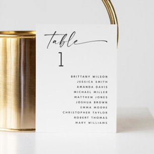 Black and white minimalist wedding seating chart invitation