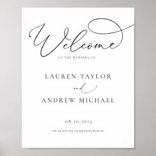 Black and White Minimalist Welcome to Our Wedding Poster
